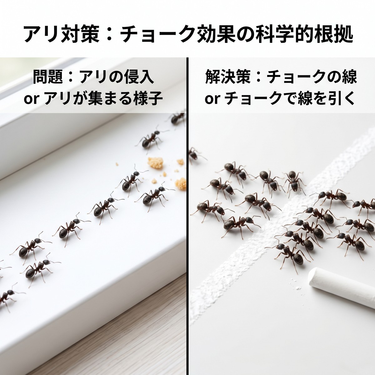 アリがチョークの線を避ける理由：家庭でできるアリ対策の科学的分析
